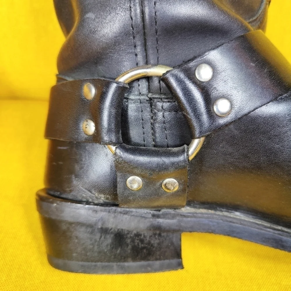 Dingo Mens Motorcycle Chopper Square Toe Leather Harness Boot Black Shoes 11.5EW